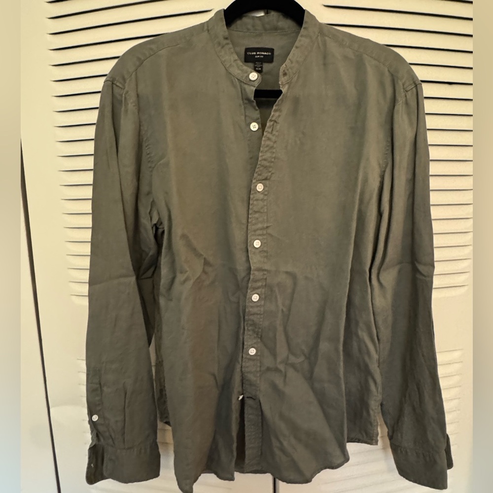 Club Monaco Olive Button-Up Shirt